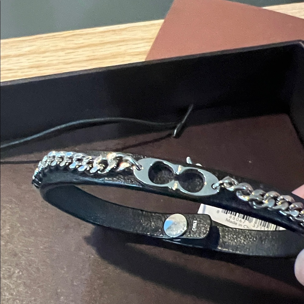 Coach Black Bracelet with Silver Chain